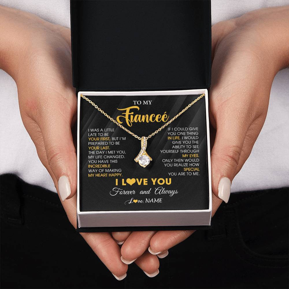 Alluring Beauty Necklace 18K Yellow Gold Finish | 2 | Personalized To My Beautiful Fiancee Necklace From Fiance Son Jewelry Forever Love Fiancee Birthday Gifts Anniversary Valentines Day Gift Box Message Card | siriusteestore