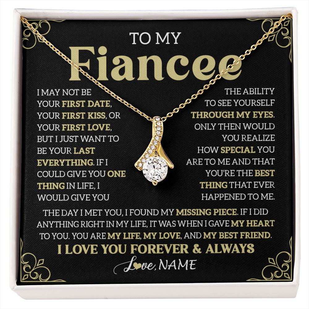 Alluring Beauty Necklace 18K Yellow Gold Finish | 1 | Personalized To My Beautiful Fiancee Necklace From Fiance The Day I Met You Birthday Gifts For Fiancee Anniversary Valentines Day Gift Box Message Card | siriusteestore