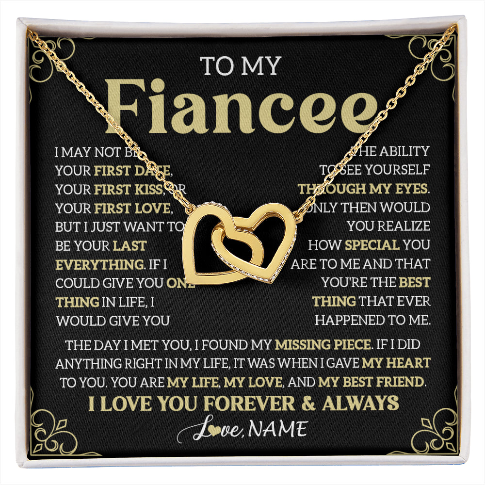 Interlocking Hearts Necklace 18K Yellow Gold Finish | 1 | Personalized To My Beautiful Fiancee Necklace From Fiance The Day I Met You Birthday Gifts For Fiancee Anniversary Valentines Day Gift Box Message Card | siriusteestore
