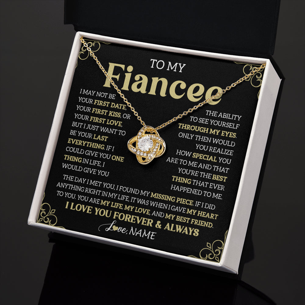 Love Knot Necklace 18K Yellow Gold Finish | 2 | Personalized To My Beautiful Fiancee Necklace From Fiance The Day I Met You Birthday Gifts For Fiancee Anniversary Valentines Day Gift Box Message Card | siriusteestore