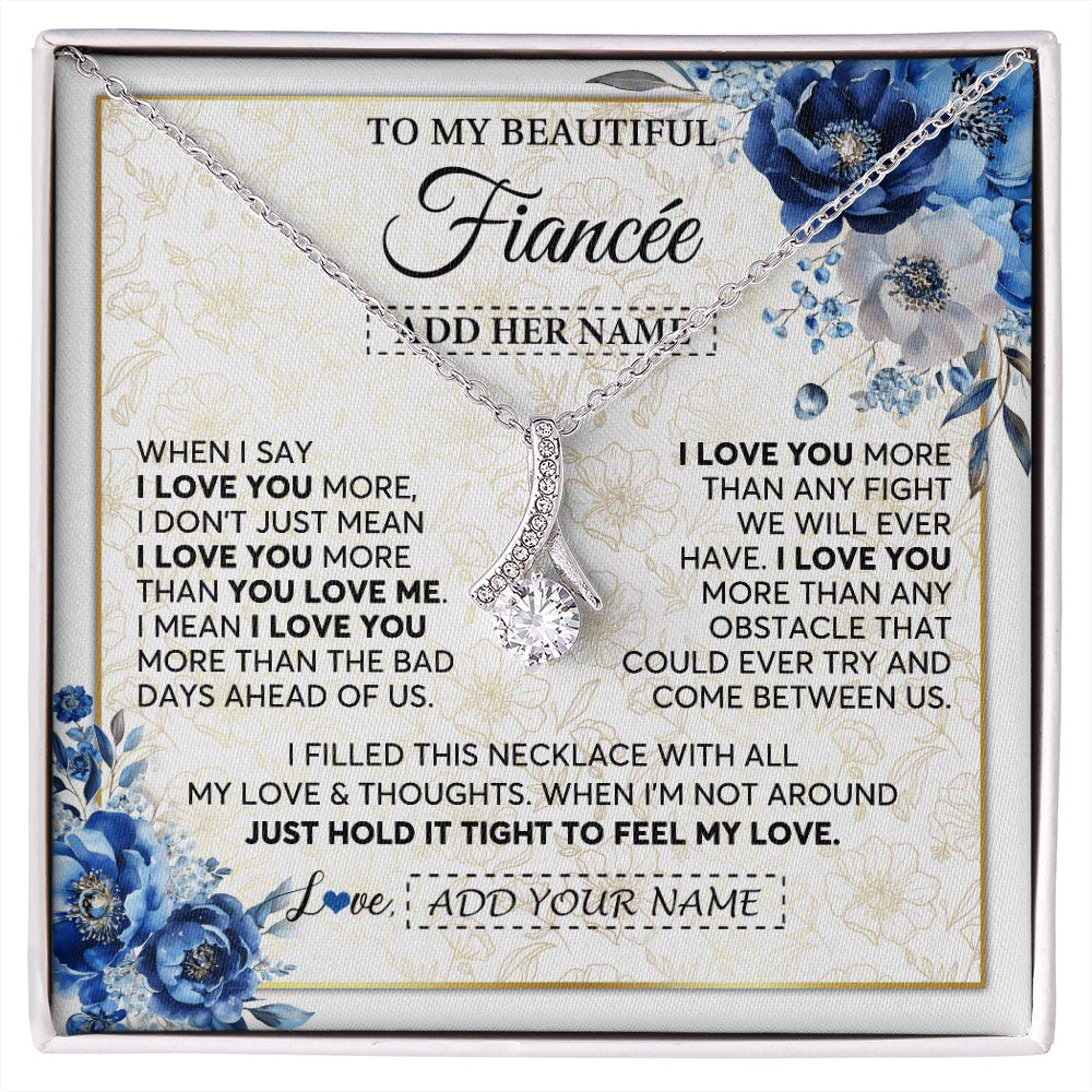 Alluring Beauty Necklace 14K White Gold Finish | 1 | Personalized To My Beautiful Fiancee Necklace From Fiance When I Say Fiancee Gifts Romantic Birthday Valentines Christmas Custom Gift Box Message Card | https://siriusteestore.