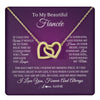 Interlocking Hearts Necklace 18K Yellow Gold Finish | 1 | Personalized To My Beautiful Fiancee Necklace Gift Romantic Gifts For Fiancee Birthday Anniversary Valentines Day Christmas Customized Gift Box Message Card | siriusteestore