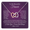 Interlocking Hearts Necklace Stainless Steel & Rose Gold Finish | 1 | Personalized To My Beautiful Fiancee Necklace Gift Romantic Gifts For Fiancee Birthday Anniversary Valentines Day Christmas Customized Gift Box Message Card | siriusteestore