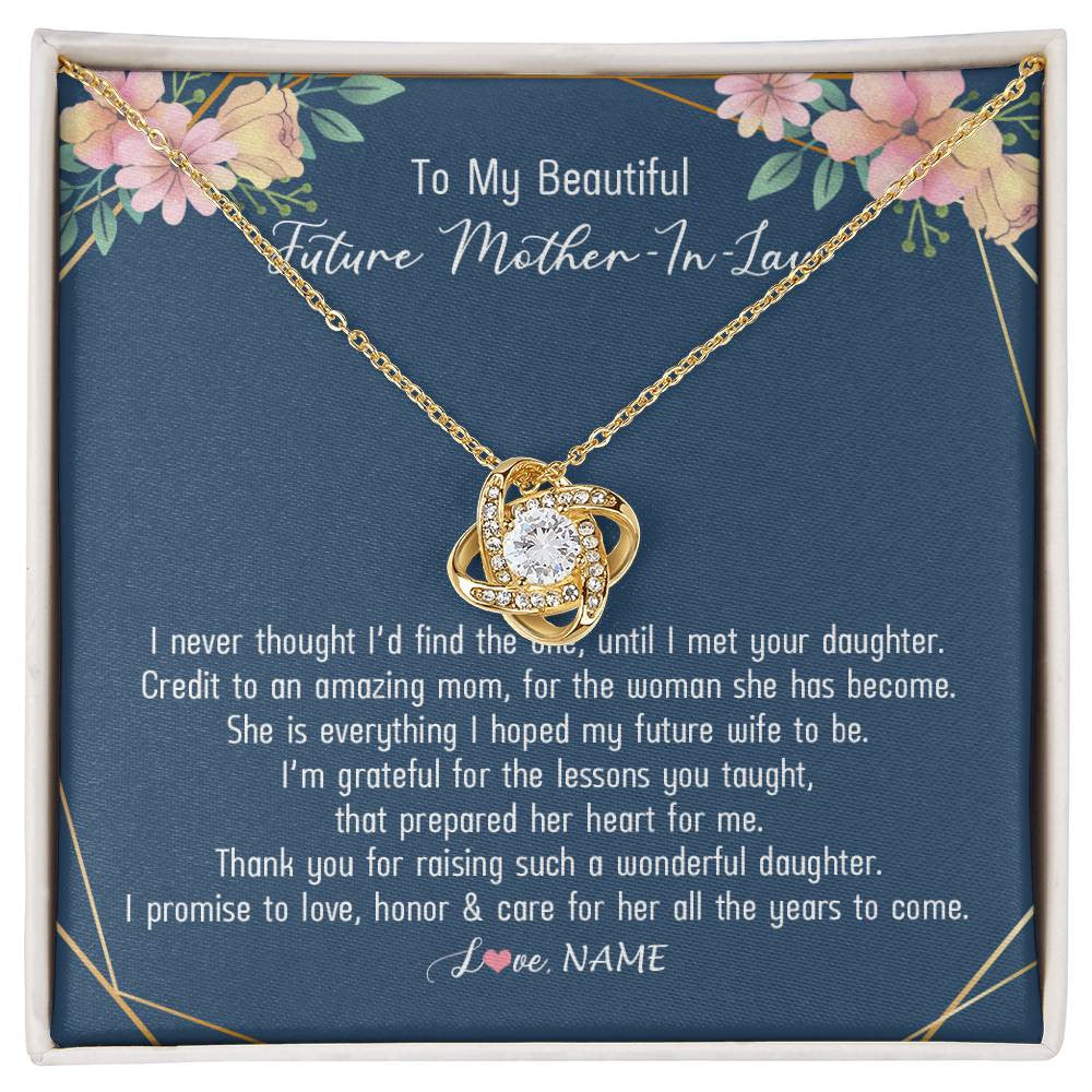 Personalized To My Beautiful Future Mother In Law Necklace from Son In Law Thank You Mother In Law Jewelry Birthday Wedding Day Customized Box Message Card Siriustee