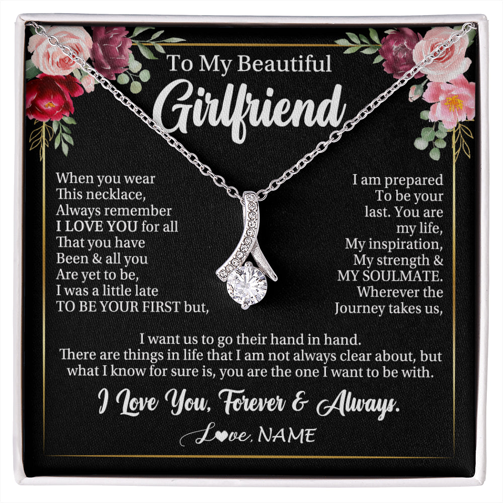 Alluring Beauty Necklace 14K White Gold Finish | 1 | Personalized To My Beautiful Girlfriend Gifts Necklace From Boyfriend When You Wear This Necklace Girlfriend Birthday Christmas Anniversary With Message Card | siriusteestore