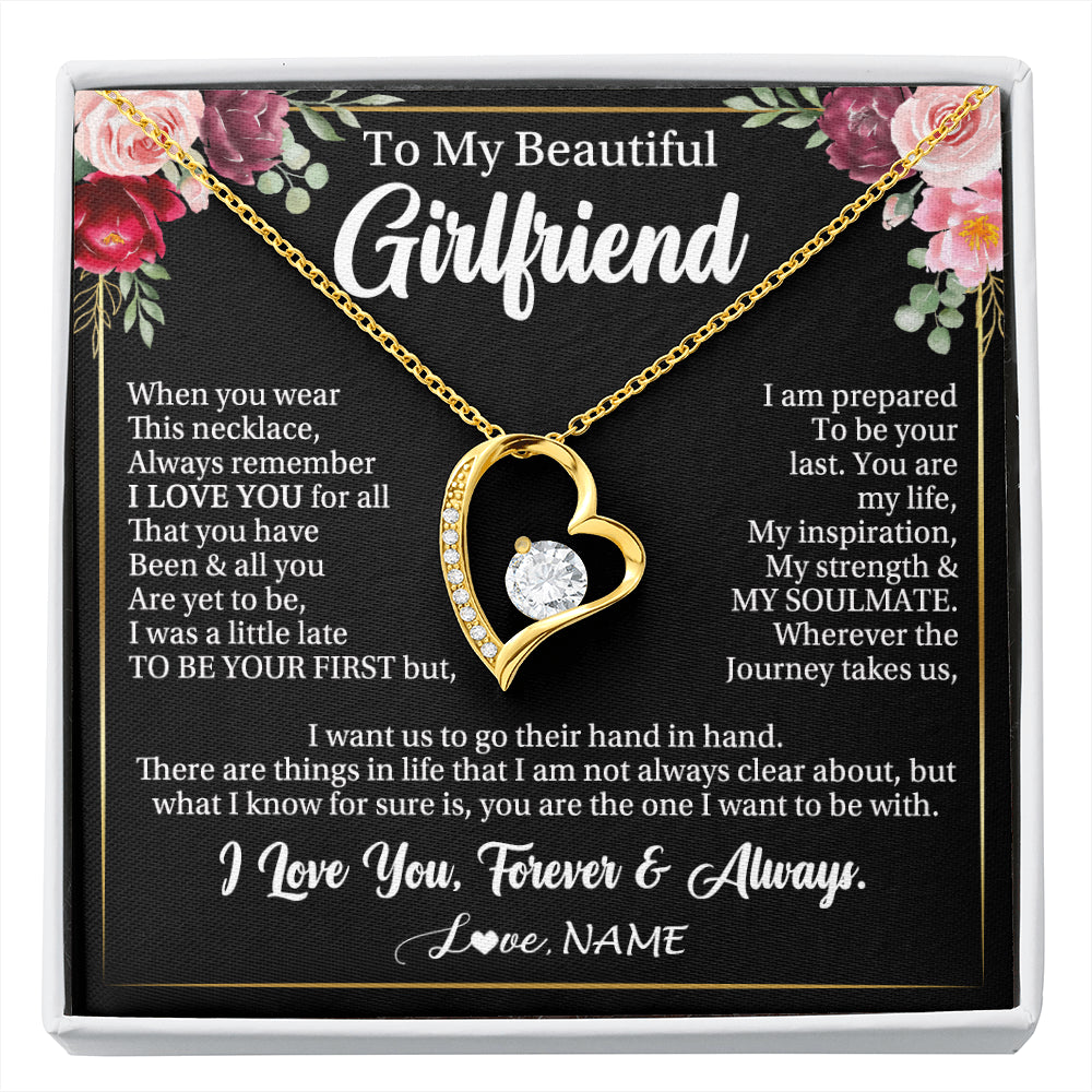 Forever Love Necklace 18K Yellow Gold Finish | 1 | Personalized To My Beautiful Girlfriend Gifts Necklace From Boyfriend When You Wear This Necklace Girlfriend Birthday Christmas Anniversary With Message Card | siriusteestore