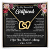 Interlocking Hearts Necklace 18K Yellow Gold Finish | 1 | Personalized To My Beautiful Girlfriend Gifts Necklace From Boyfriend When You Wear This Necklace Girlfriend Birthday Christmas Anniversary With Message Card | siriusteestore