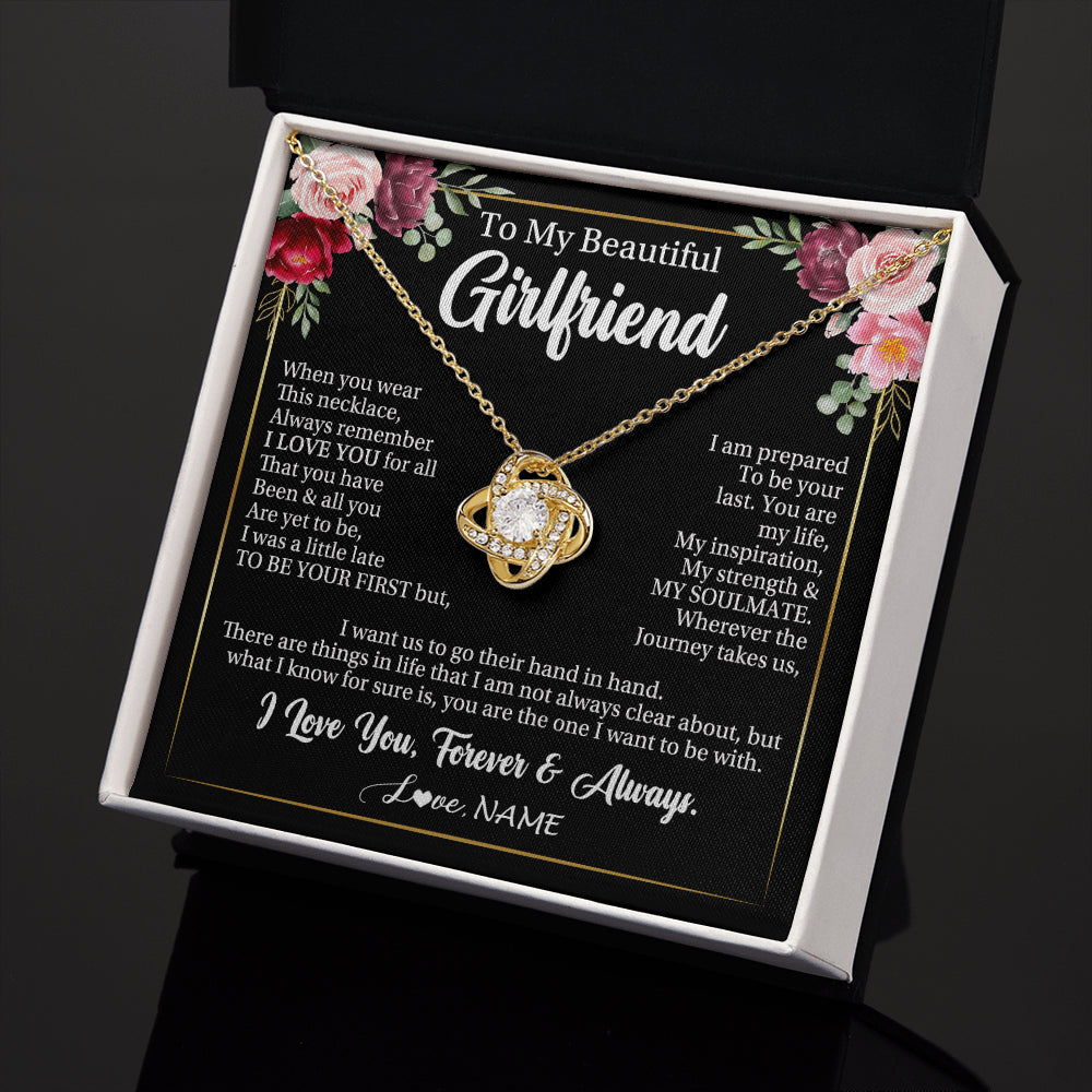 Love Knot Necklace 18K Yellow Gold Finish | 2 | Personalized To My Beautiful Girlfriend Gifts Necklace From Boyfriend When You Wear This Necklace Girlfriend Birthday Christmas Anniversary With Message Card | siriusteestore