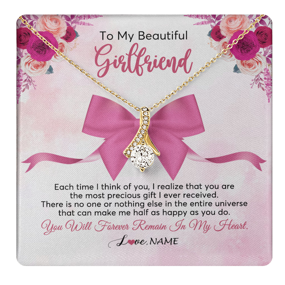 Alluring Beauty Necklace 18K Yellow Gold Finish | 1 | Personalized To My Beautiful Girlfriend Necklace From Boyfriend Forever In My Heart Girlfriend Birthday Valentines Christmas Customized Gift Box Message Card | siriusteestore