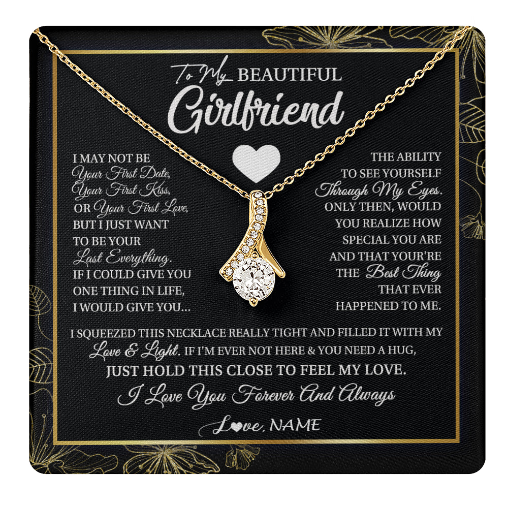 Alluring Beauty Necklace 18K Yellow Gold Finish | 1 | Personalized To My Beautiful Girlfriend Necklace From Boyfriend I May Not Be Your First Day Girlfriend Valentines Day Birthday Customized Gift Box Message Card | siriusteestore