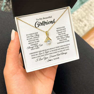 Alluring Beauty Necklace 18K Yellow Gold Finish | 2 | Personalized To My Beautiful Girlfriend Necklace From Boyfriend If I Could Give You Girlfriend Birthday Christmas Jewelry Customized Gift Box Message Card | siriusteestore
