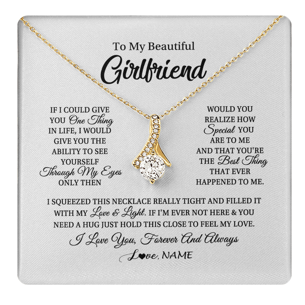 Alluring Beauty Necklace 18K Yellow Gold Finish | 1 | Personalized To My Beautiful Girlfriend Necklace From Boyfriend If I Could Give You Girlfriend Birthday Christmas Jewelry Customized Gift Box Message Card | siriusteestore