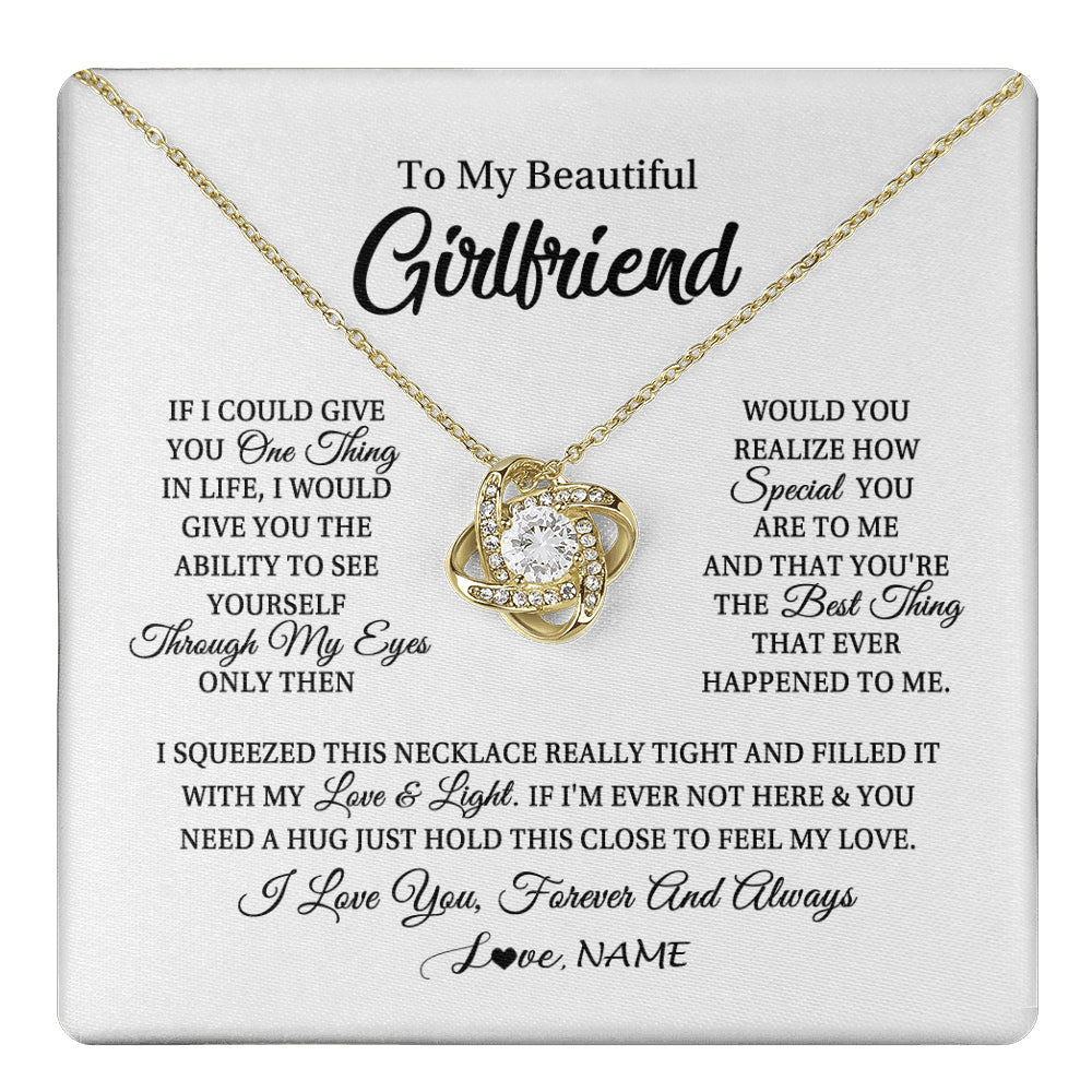 Love Knot Necklace 18K Yellow Gold Finish | 1 | Personalized To My Beautiful Girlfriend Necklace From Boyfriend If I Could Give You Girlfriend Birthday Christmas Jewelry Customized Gift Box Message Card | siriusteestore