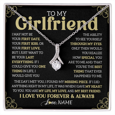 Alluring Beauty Necklace 14K White Gold Finish | 1 | Personalized To My Beautiful Girlfriend Necklace From Boyfriend The Day I Met You Birthday Gifts For Girlfriend Anniversary Valentines Day Message Card | siriusteestore