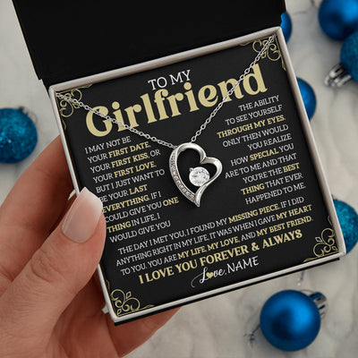 Forever Love Necklace 14K White Gold Finish | 2 | Personalized To My Beautiful Girlfriend Necklace From Boyfriend The Day I Met You Birthday Gifts For Girlfriend Anniversary Valentines Day Message Card | siriusteestore