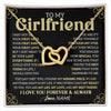Interlocking Hearts Necklace 18K Yellow Gold Finish | 1 | Personalized To My Beautiful Girlfriend Necklace From Boyfriend The Day I Met You Birthday Gifts For Girlfriend Anniversary Valentines Day Message Card | siriusteestore
