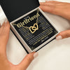 Interlocking Hearts Necklace 18K Yellow Gold Finish | 2 | Personalized To My Beautiful Girlfriend Necklace From Boyfriend The Day I Met You Birthday Gifts For Girlfriend Anniversary Valentines Day Message Card | siriusteestore