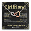 Interlocking Hearts Necklace Stainless Steel & Rose Gold Finish | 1 | Personalized To My Beautiful Girlfriend Necklace From Boyfriend The Day I Met You Birthday Gifts For Girlfriend Anniversary Valentines Day Message Card | siriusteestore