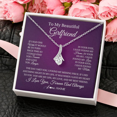 Alluring Beauty Necklace 14K White Gold Finish | Personalized To My Beautiful Girlfriend Necklace Gift Romantic Gifts For Girlfriend Birthday Anniversary Valentines Christmas Customized Gift Box Message Card | siriusteestore
