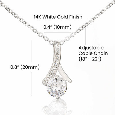 Alluring Beauty Necklace 14K White Gold Finish | Personalized To My Beautiful Girlfriend Necklace Gift Romantic Gifts For Girlfriend Birthday Anniversary Valentines Christmas Customized Gift Box Message Card | siriusteestore