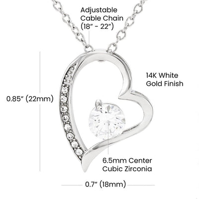 Forever Love Necklace 14K White Gold Finish | Personalized To My Beautiful Girlfriend Necklace Gift Romantic Gifts For Girlfriend Birthday Anniversary Valentines Christmas Customized Gift Box Message Card | siriusteestore