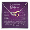 Interlocking Hearts Necklace Stainless Steel & Rose Gold Finish | Personalized To My Beautiful Girlfriend Necklace Gift Romantic Gifts For Girlfriend Birthday Anniversary Valentines Christmas Customized Gift Box Message Card | siriusteestore