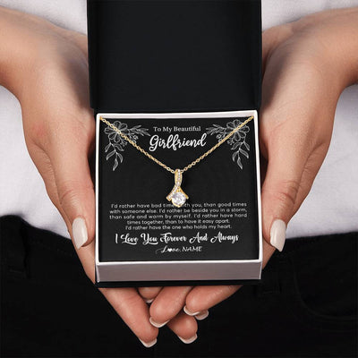 Alluring Beauty Necklace 18K Yellow Gold Finish | 2 | Personalized To My Beautiful Girlfriend Necklace Gifts From Boyfriend I'd Rather Girlfriend Birthday Anniversary Valentines Customized Gift Box Message Card | siriusteestore