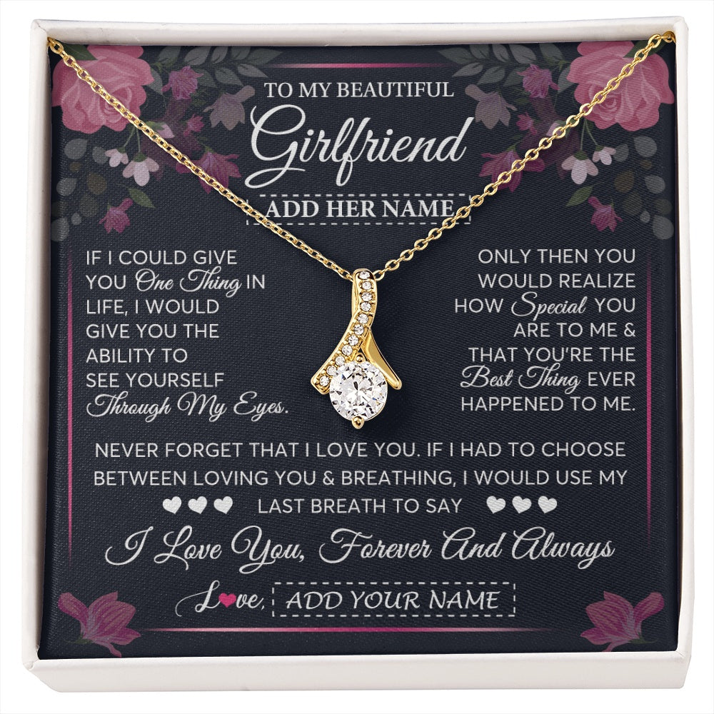 Alluring Beauty Necklace 18K Yellow Gold Finish | 1 | Personalized To My Beautiful Girlfriend Necklace I Love You Girlfriend Gifts Romantic Birthday Gifts Valentines Christmas Custom Gift Box Message Card | siriusteestore.myshopify