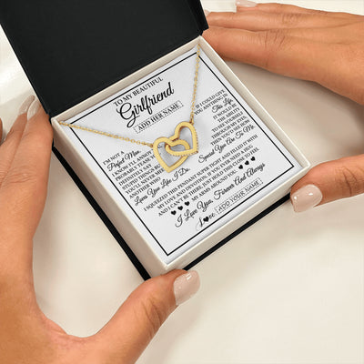 Interlocking Hearts Necklace 18K Yellow Gold Finish | 2 | Personalized To My Beautiful Girlfriend Necklace Love You Like I Do Promise Girlfriend Romantic Birthday Gifts Anniversary Christmas Gift Box Message Card | siriusteestore