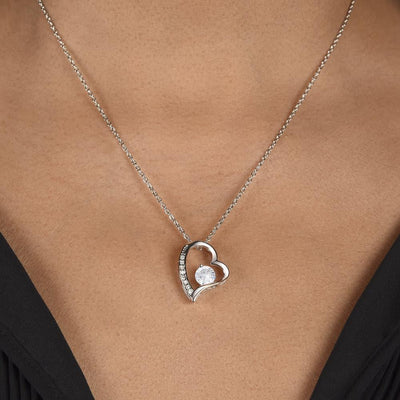 Forever Love Necklace 14K White Gold Finish | Personalized To My Beautiful Girlfriend Necklace Romantic Gifts Girlfriend Birthday Anniversary Jewelry Valentines Christmas Customized Gift Box Message Card | siriusteestore