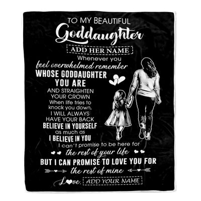 Personalized To My Beautiful Goddaughter Blanket From Godmother Aunt Believe In Yourself Goddaughter Birthday Gifts Christmas Customized Fleece Throw Blanket | siriusteestore