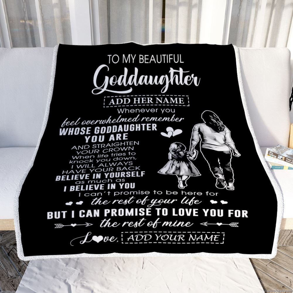 Personalized To My Beautiful Goddaughter Blanket From Godmother Aunt Believe In Yourself Goddaughter Birthday Gifts Christmas Customized Fleece Throw Blanket | siriusteestore