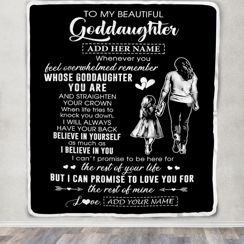 Personalized To My Beautiful Goddaughter Blanket From Godmother Aunt Believe In Yourself Goddaughter Birthday Gifts Christmas Customized Fleece Throw Blanket | siriusteestore
