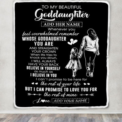 Personalized To My Beautiful Goddaughter Blanket From Godmother Aunt Believe In Yourself Goddaughter Birthday Gifts Christmas Customized Fleece Throw Blanket | siriusteestore