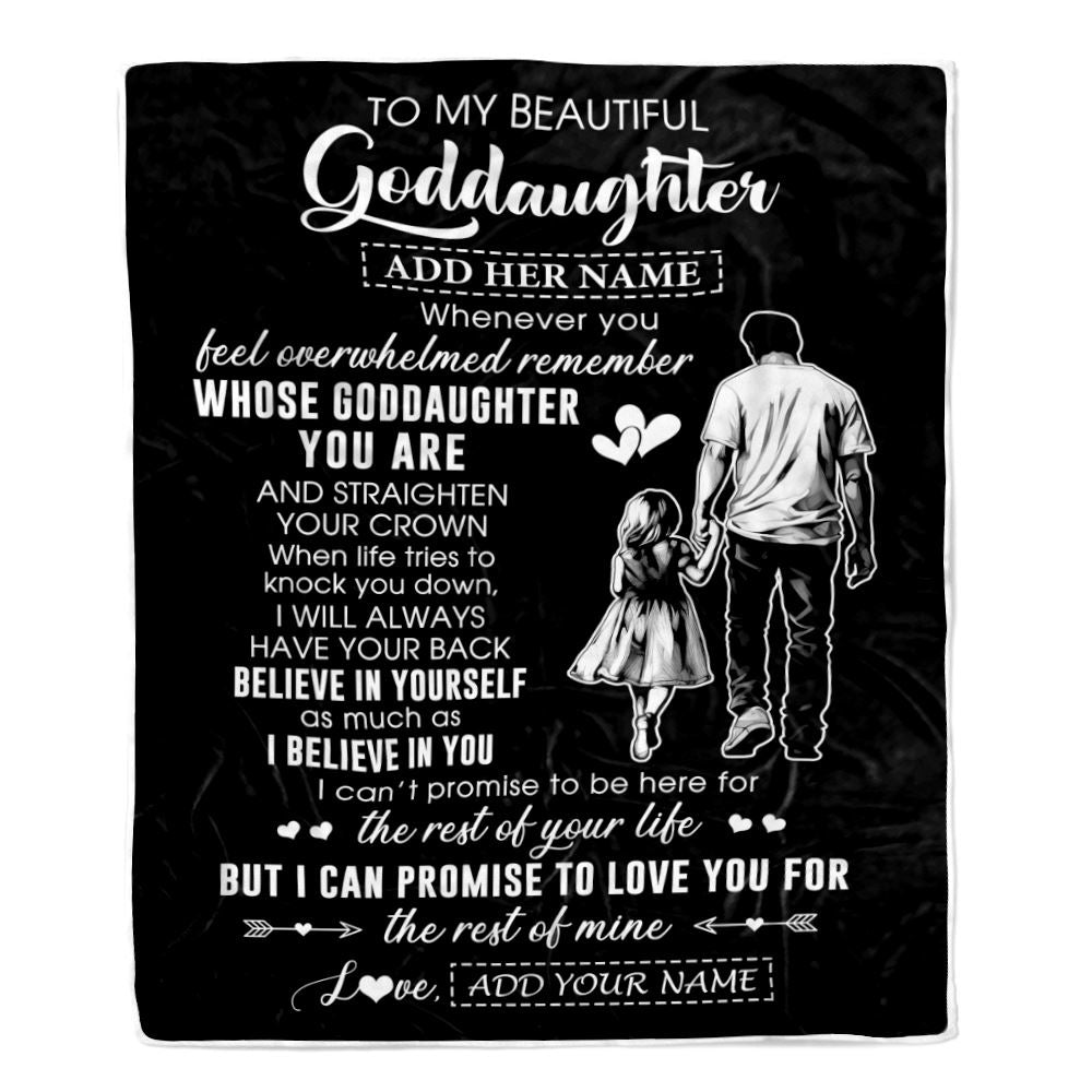 Personalized To My Beautiful Goddaughter Blanket From Uncle Believe In Yourself Goddaughter Birthday Gifts Christmas Customized Fleece Throw Blanket | siriusteestore