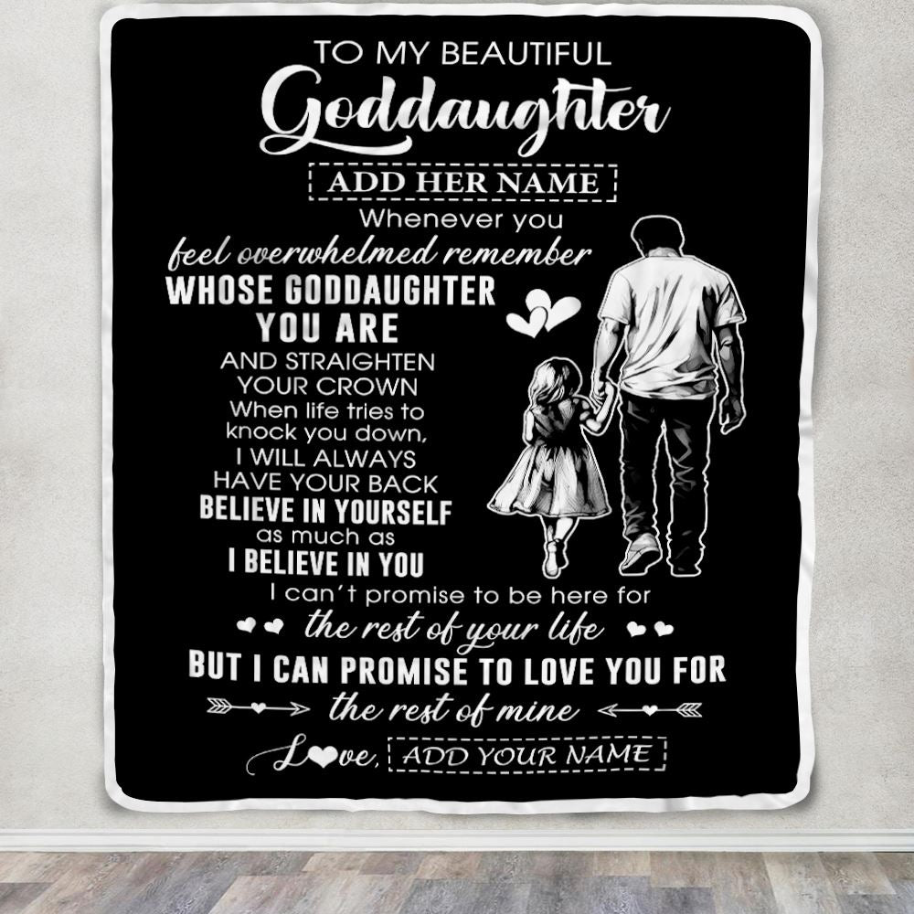 Personalized To My Beautiful Goddaughter Blanket From Uncle Believe In Yourself Goddaughter Birthday Gifts Christmas Customized Fleece Throw Blanket | siriusteestore