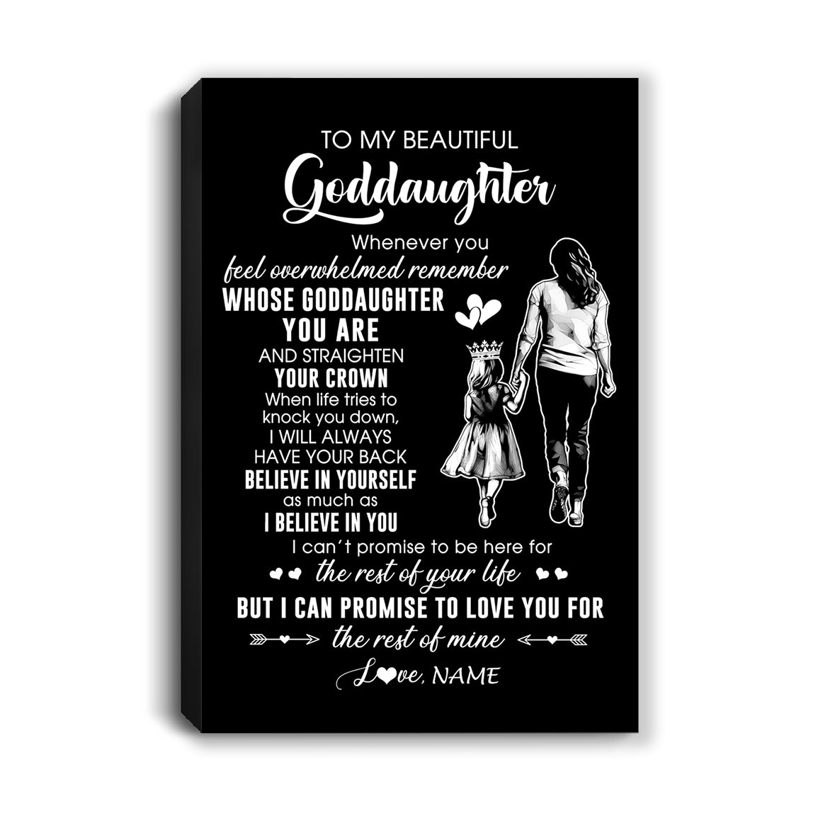 Personalized To My Beautiful Goddaughter Canvas From Godmother Aunt Believe In Yourself Goddaughter Birthday Gifts Christmas Custom Wall Art Print Framed Canvas | siriusteestore
