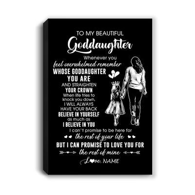 Personalized To My Beautiful Goddaughter Canvas From Godmother Aunt Believe In Yourself Goddaughter Birthday Gifts Christmas Custom Wall Art Print Framed Canvas | siriusteestore
