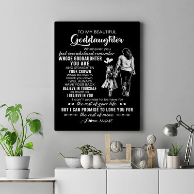 Personalized To My Beautiful Goddaughter Canvas From Godmother Aunt Believe In Yourself Goddaughter Birthday Gifts Christmas Custom Wall Art Print Framed Canvas | siriusteestore