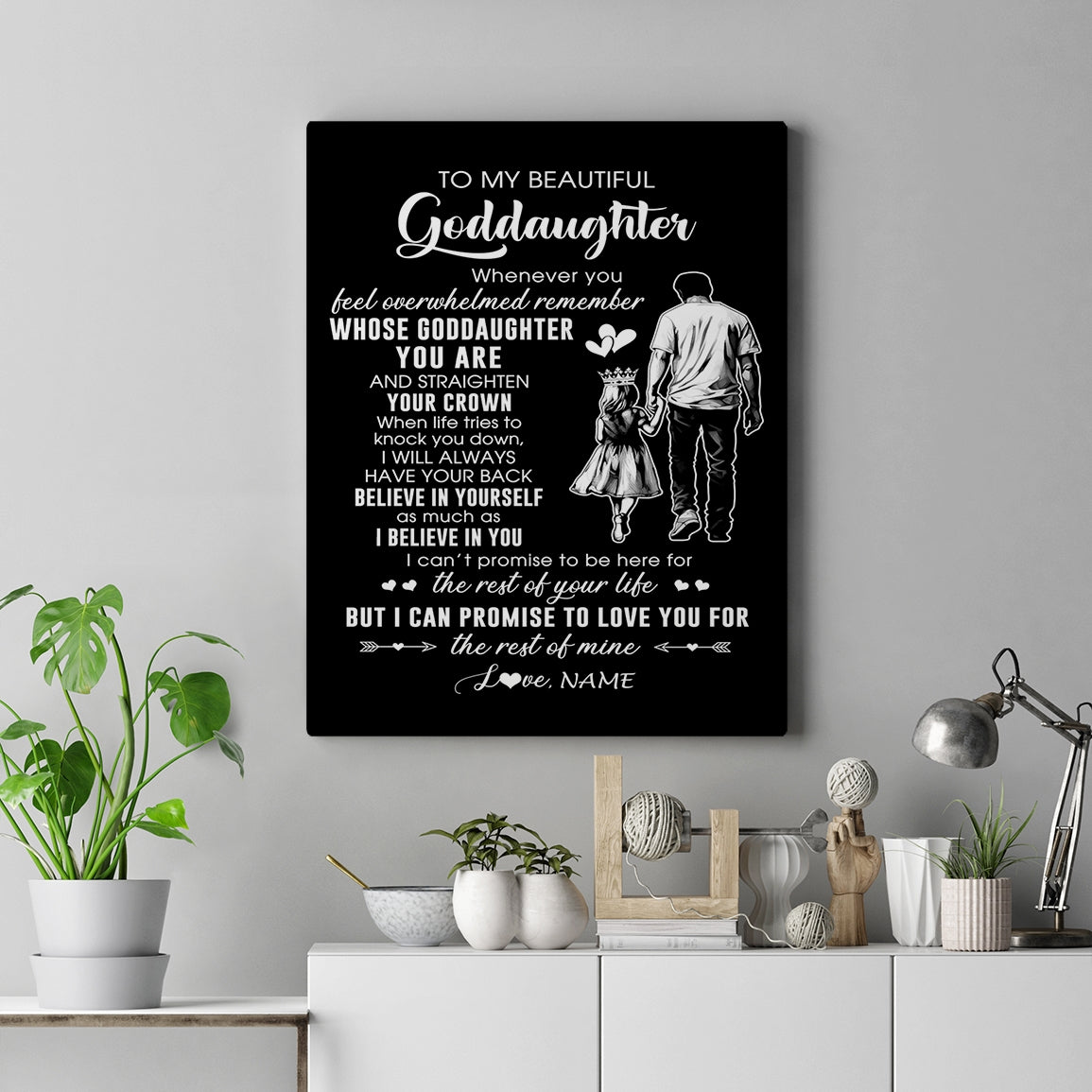 Personalized To My Beautiful Goddaughter Canvas From Uncle Believe In Yourself Goddaughter Birthday Gifts Christmas Custom Wall Art Print Framed Canvas | siriusteestore