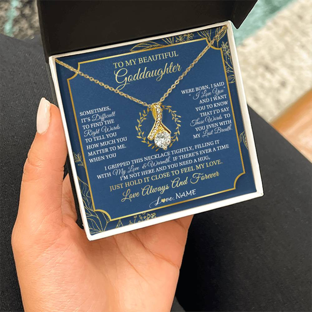 Alluring Beauty Necklace 18K Yellow Gold Finish | 2 | Personalized To My Beautiful Goddaughter From Aunt Uncle I Gripped This Necklace Goddaughter Jewelry Birthday Christmas Customized Gift Box Message Card | siriusteestore