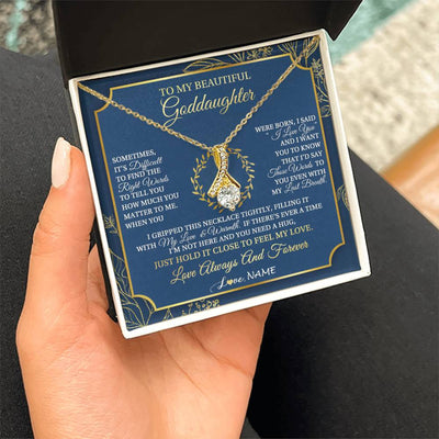 Alluring Beauty Necklace 18K Yellow Gold Finish | 2 | Personalized To My Beautiful Goddaughter From Aunt Uncle I Gripped This Necklace Goddaughter Jewelry Birthday Christmas Customized Gift Box Message Card | siriusteestore