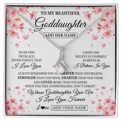 Alluring Beauty Necklace 14K White Gold Finish | 1 | Personalized To My Beautiful Goddaughter From Godmother Uncle Necklace Never Forget Birthday Gifts For Goddaughter Gift Christmas Gift Box Message Card | siriusteestore.myshopify