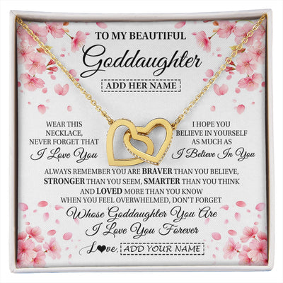 Interlocking Hearts Necklace 18K Yellow Gold Finish | 1 | Personalized To My Beautiful Goddaughter From Godmother Uncle Necklace Never Forget Birthday Gifts For Goddaughter Gift Christmas Gift Box Message Card | siriusteestore.myshopify