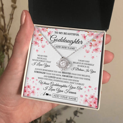 Love Knot Necklace 14K White Gold Finish | 2 | Personalized To My Beautiful Goddaughter From Godmother Uncle Necklace Never Forget Birthday Gifts For Goddaughter Gift Christmas Gift Box Message Card | siriusteestore.myshopify