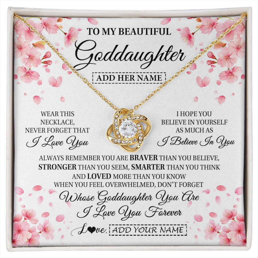 Love Knot Necklace 18K Yellow Gold Finish | 1 | Personalized To My Beautiful Goddaughter From Godmother Uncle Necklace Never Forget Birthday Gifts For Goddaughter Gift Christmas Gift Box Message Card | siriusteestore.myshopify