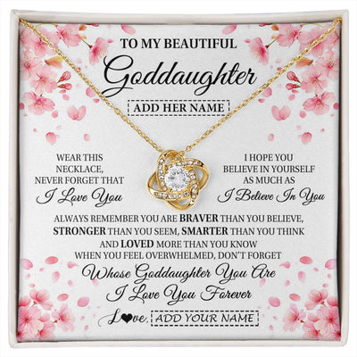 Love Knot Necklace 18K Yellow Gold Finish | 1 | Personalized To My Beautiful Goddaughter From Godmother Uncle Necklace Never Forget Birthday Gifts For Goddaughter Gift Christmas Gift Box Message Card | siriusteestore.myshopify