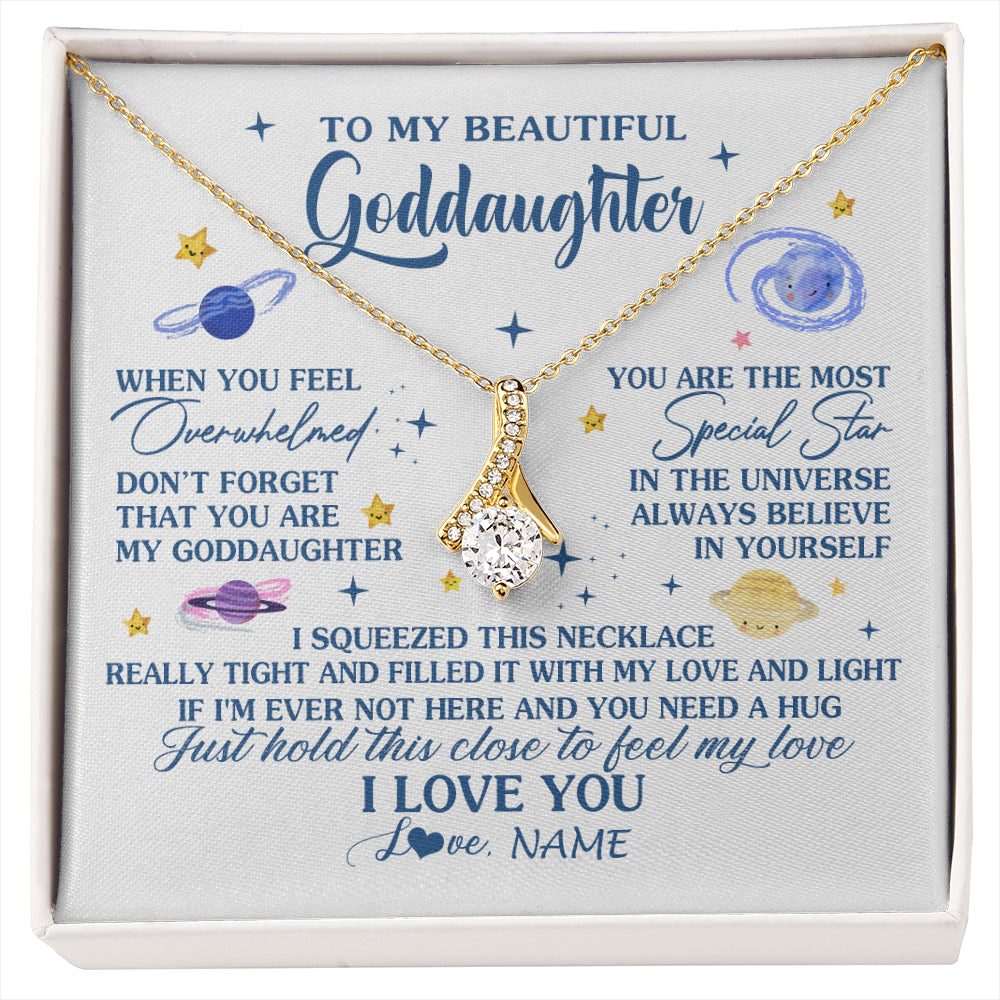 Alluring Beauty Necklace 18K Yellow Gold Finish | 1 | Personalized To My Beautiful Goddaughter Gifs From Godmother Necklace Inspirational Goddaughter Birthday Graduation Christmas Customized Gift Box Message Card | siriusteestore