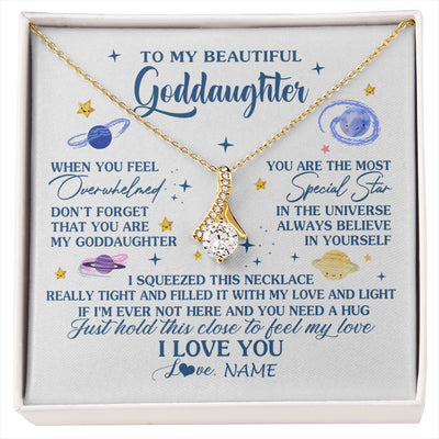 Alluring Beauty Necklace 18K Yellow Gold Finish | 1 | Personalized To My Beautiful Goddaughter Gifs From Godmother Necklace Inspirational Goddaughter Birthday Graduation Christmas Customized Gift Box Message Card | siriusteestore