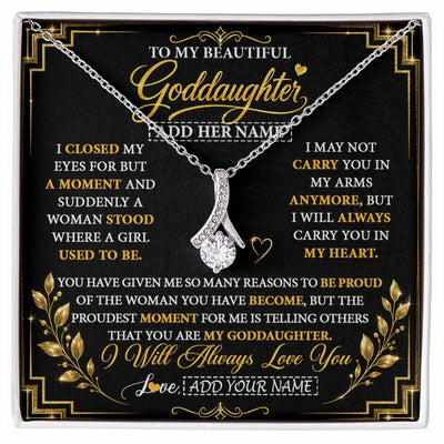 Alluring Beauty Necklace 14K White Gold Finish | 1 | Personalized To My Beautiful Goddaughter Gifts From Godmother Pendant Necklace Niece I Close My Eyes Birthday Gifts Christmas Graduation Gift Box Message Card | https://siriusteestore.